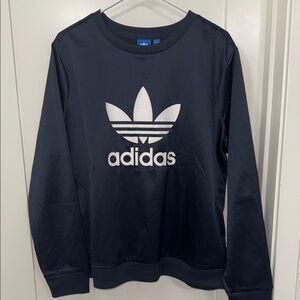 ADIDAS Trefoil Shiny Sweatshirt Women's Size XL Blue White Long Sleeve Pullover